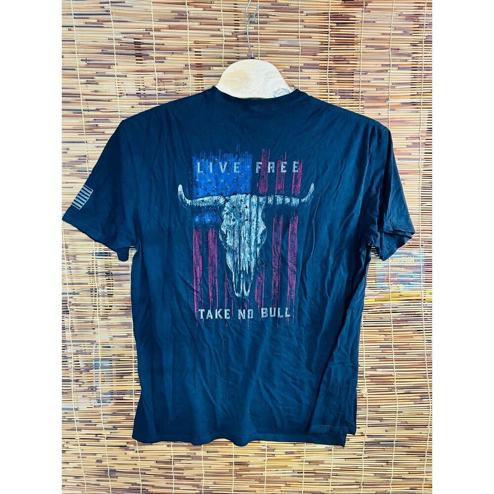 Buck Wear 2XL Live Free Take no Bull T-Shirt Americana Flag